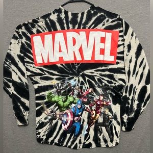 Disney Store Marvel Black / White Tie-Dye Spirit Jersey Avengers Adult M NWT
